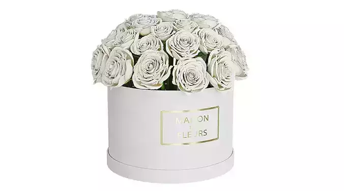 White Roses In Box BLENDER 3D Model Cycles