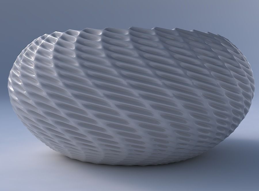 Bowl spheric squeezed widewith bent extruded pattern 3D print model_4