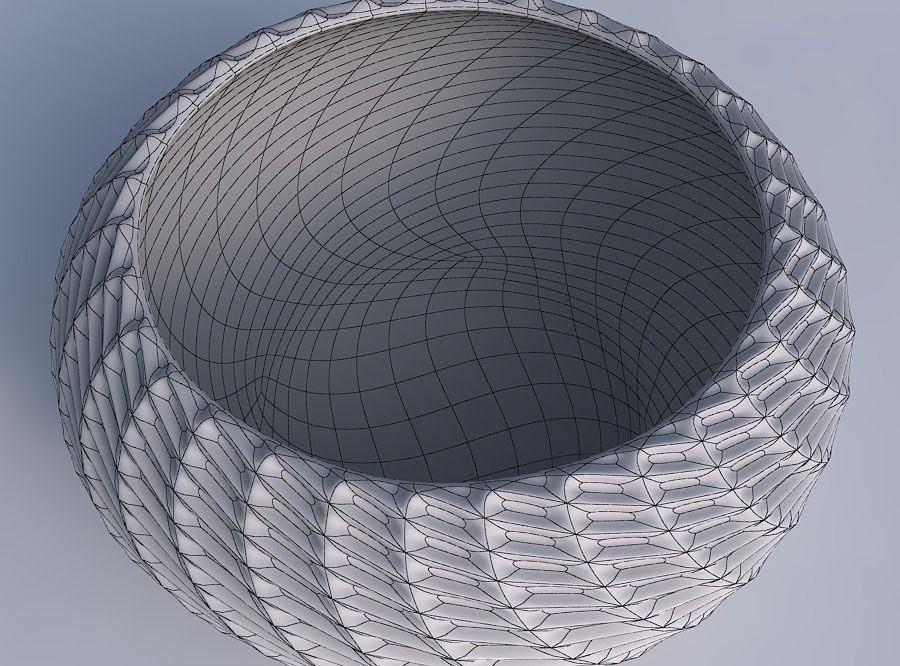 Bowl spheric squeezed widewith bent extruded pattern 3D print model_6