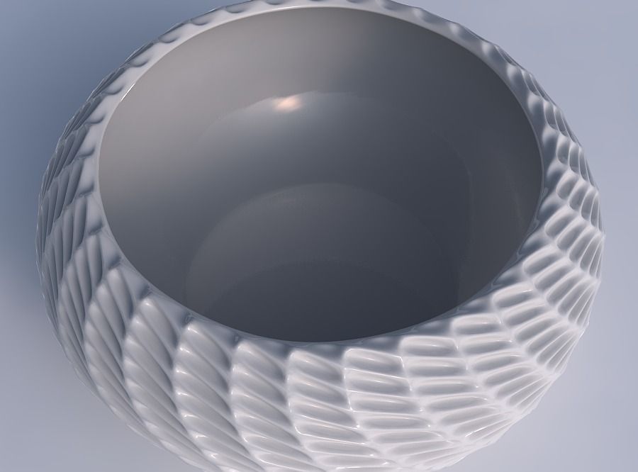 Bowl spheric squeezed widewith bent extruded pattern 3D print model_1