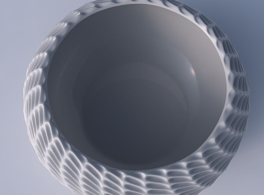 Bowl spheric squeezed widewith bent extruded pattern 3D print model_2