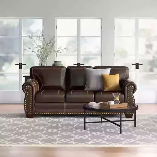 Trafford Faux Leather Rolled Arm Sofa