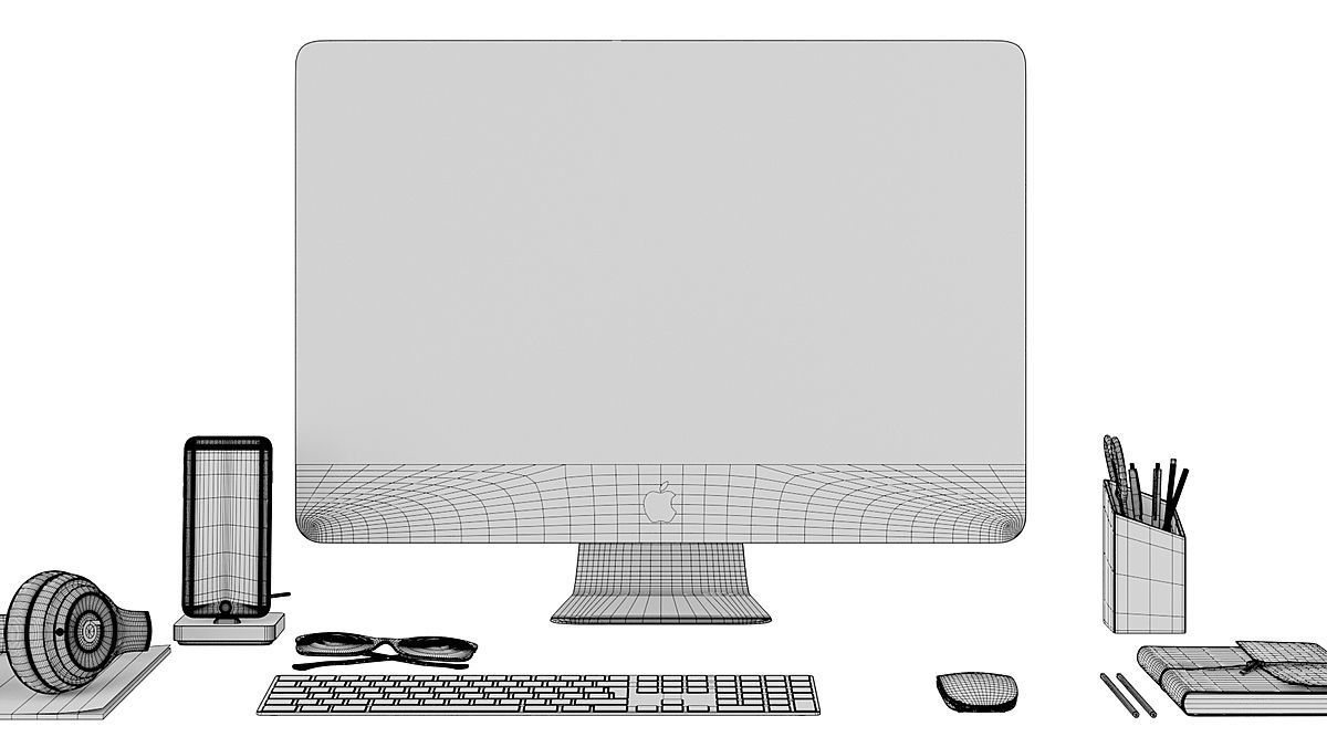 Workplace Space Gray Imac BLENDER 3D Model Cycles 3D model_1