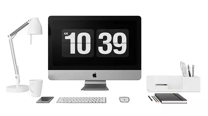 Workplace With Imac BLENDER 3D Model Cycles 3D model