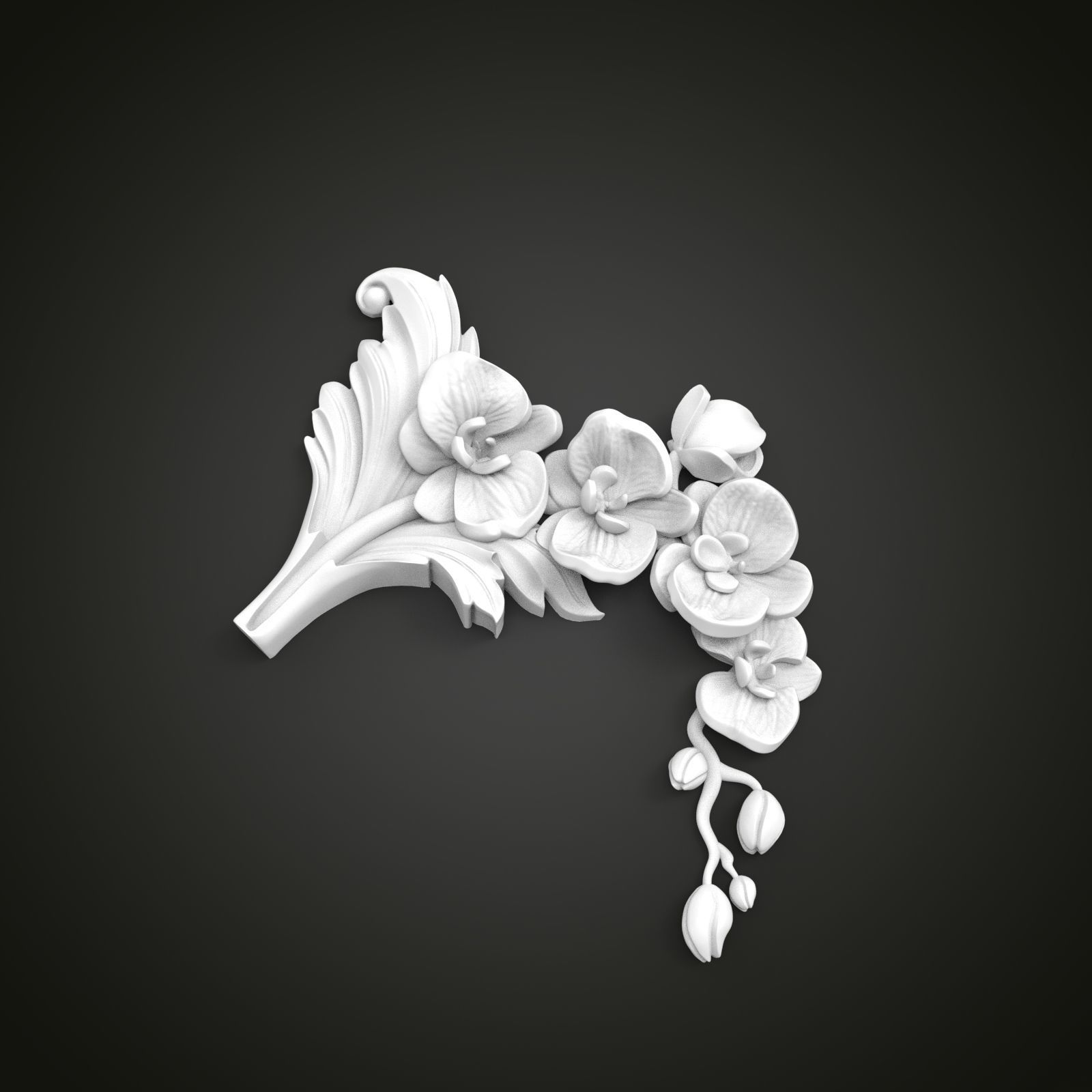 Orchid decor fretwork 3D print model_3
