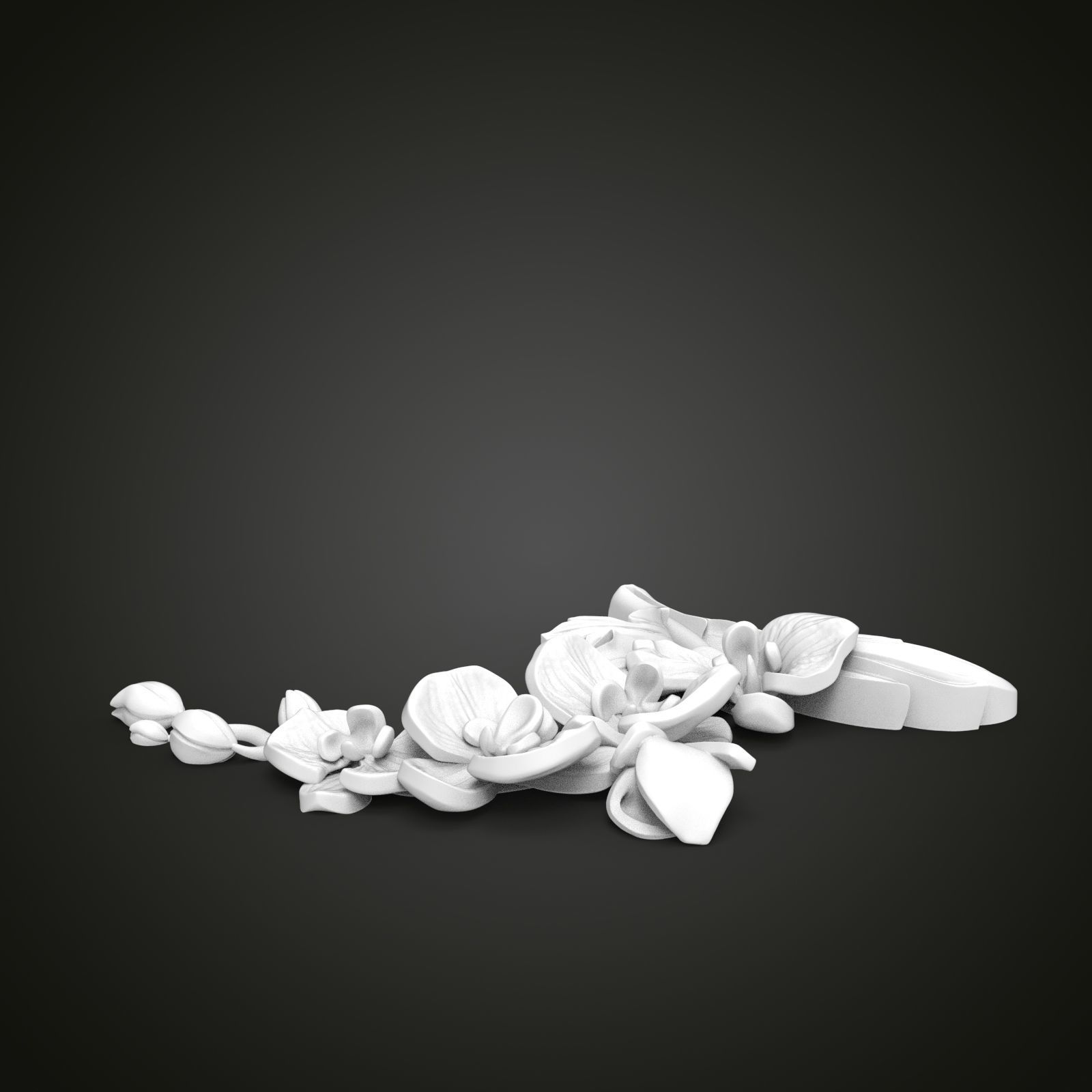 Orchid decor fretwork 3D print model_5