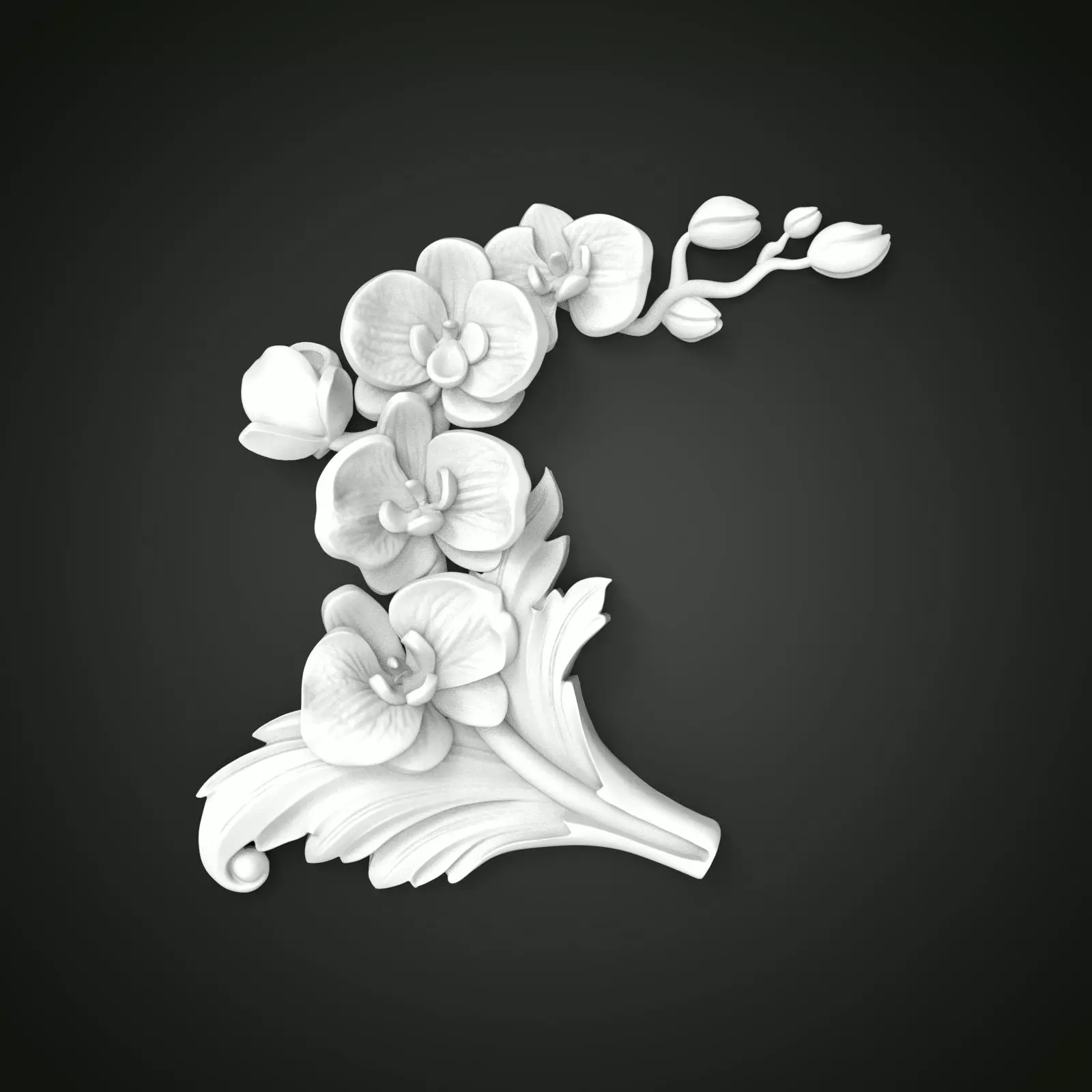 Orchid decor fretwork 3D print model_0
