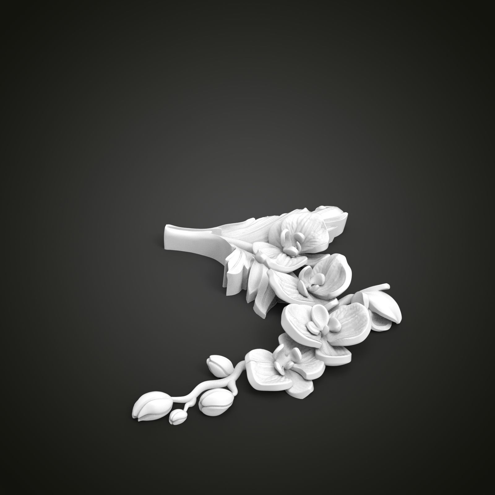 Orchid decor fretwork 3D print model_4