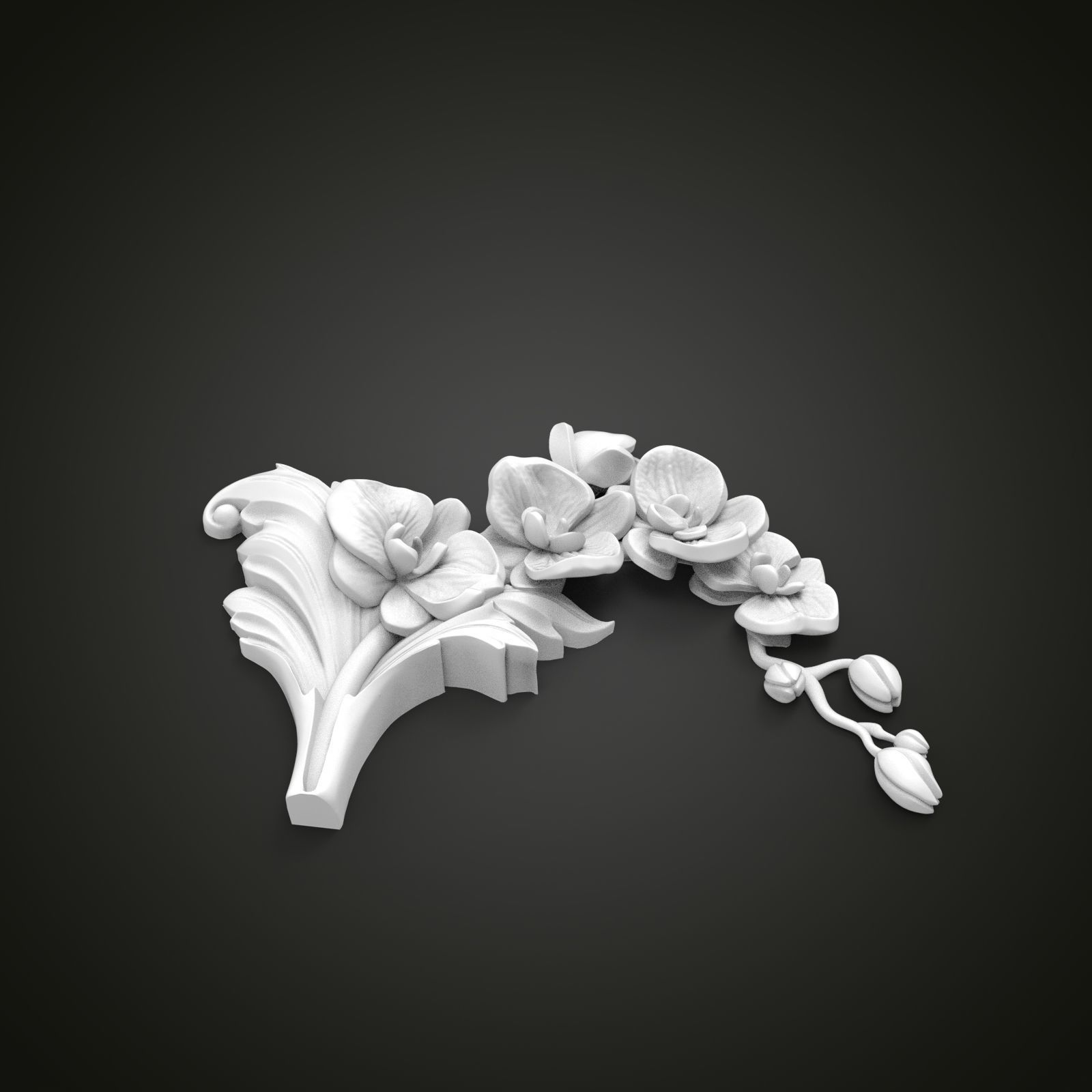 Orchid decor fretwork 3D print model_2
