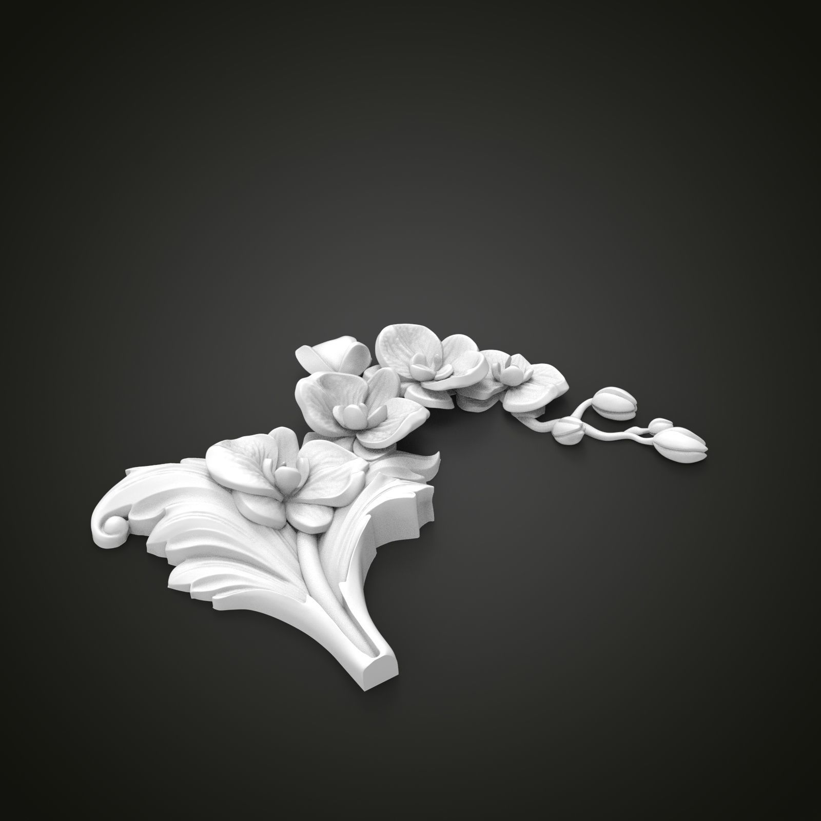 Orchid decor fretwork 3D print model_1