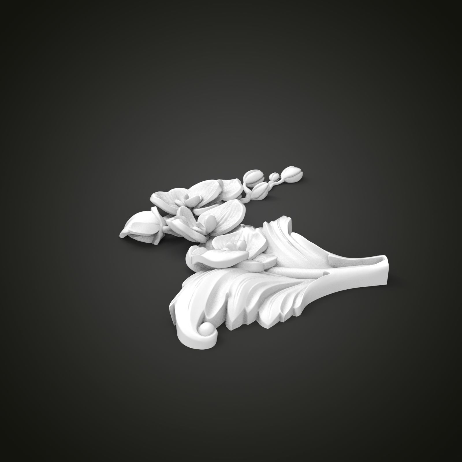 Orchid decor fretwork 3D print model_6