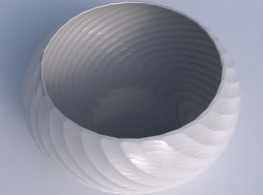 Bowl spheric squeezed wide with twisted diagonal grid pattern 3D print model_1
