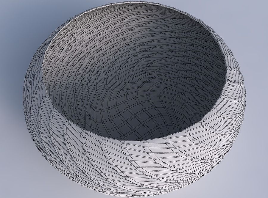 Bowl spheric squeezed wide with twisted diagonal grid pattern 3D print model_6