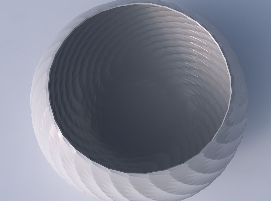 Bowl spheric squeezed wide with twisted diagonal grid pattern 3D print model_2