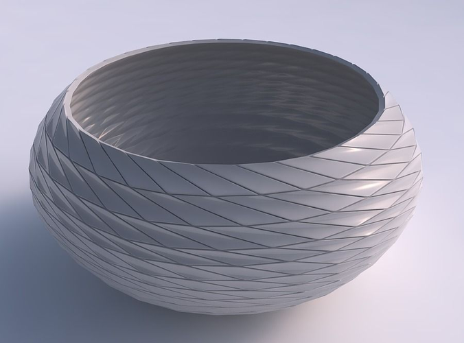 Bowl spheric squeezed wide with twisted grid plates