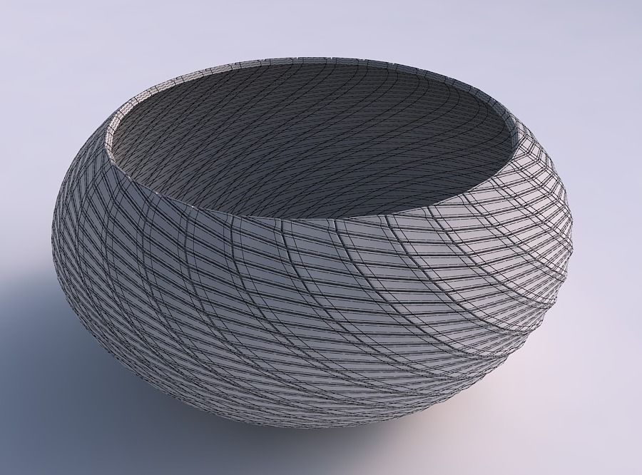 Bowl spheric squeezed wide with twisted diagonal grid plates 3D print model_5