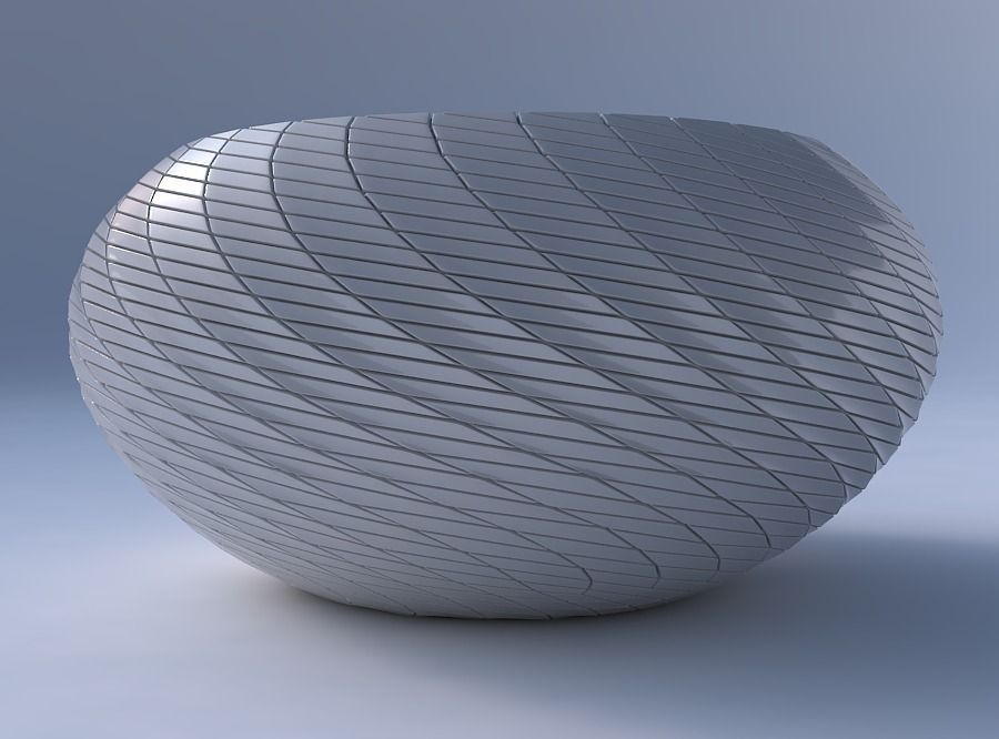 Bowl spheric squeezed wide with twisted diagonal grid plates 3D print model_4