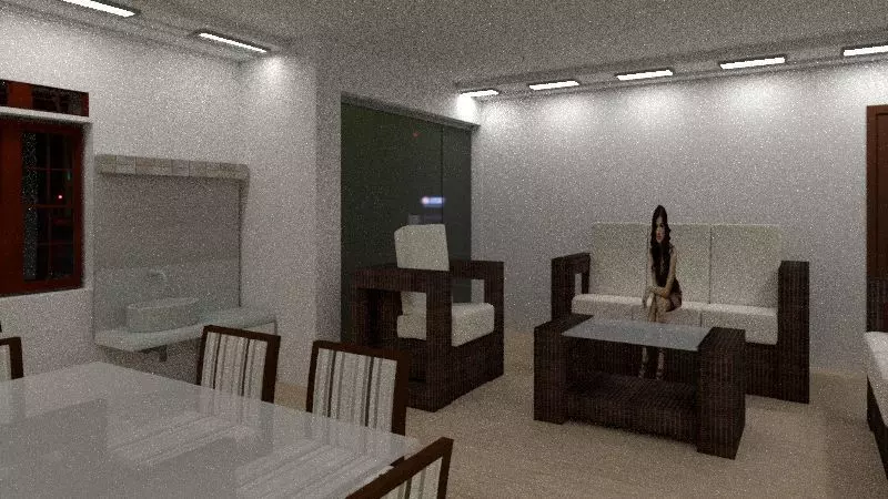 Interior living room and dining room Free 3D model