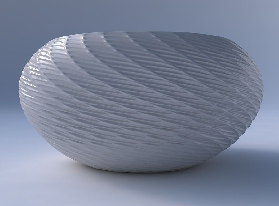 Bowl spheric squeezed wide with twisted diagonal grid dents 3D print model_4