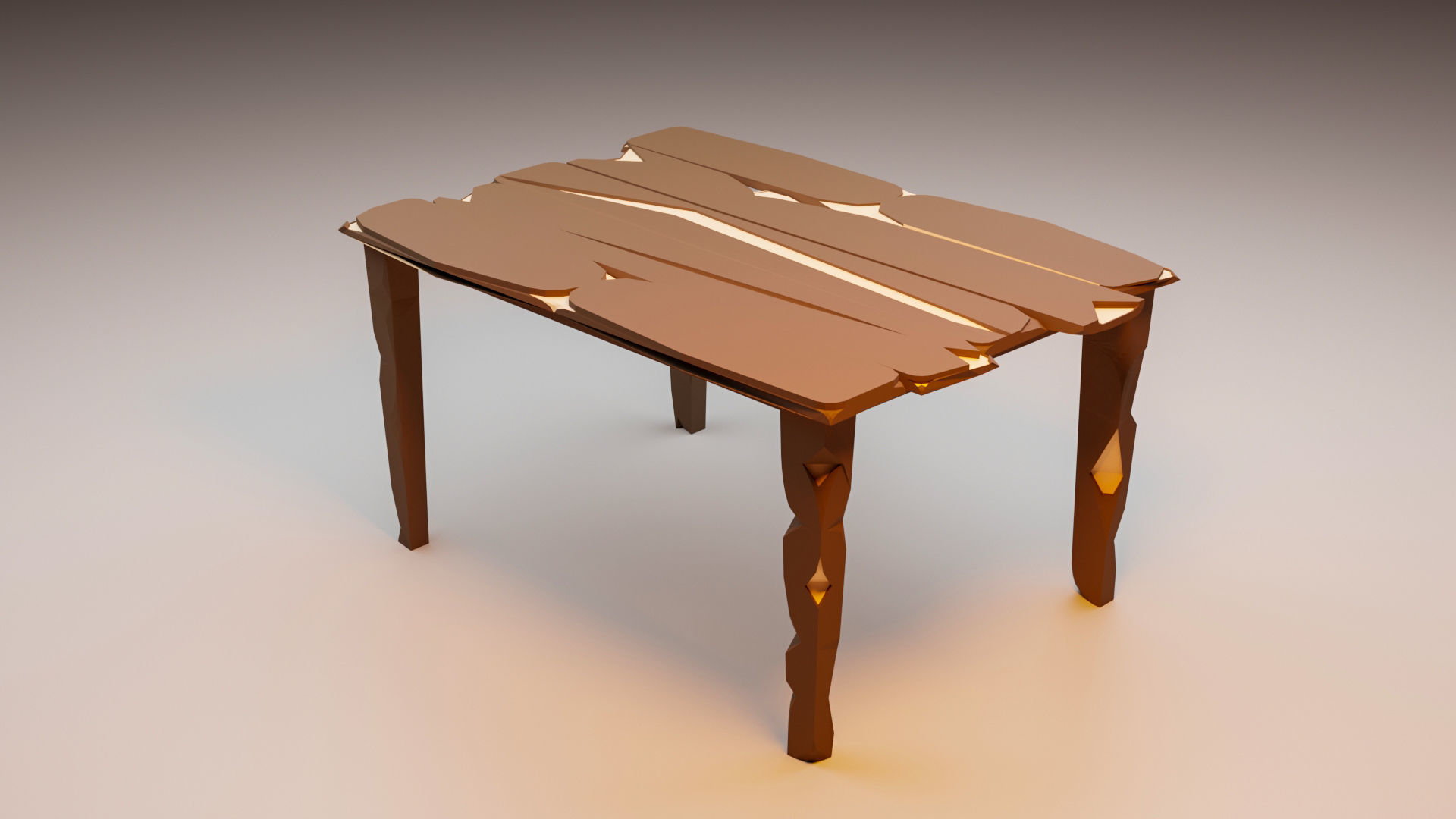 Vintage Table and chairs Low Poly Low-poly 3D model_9