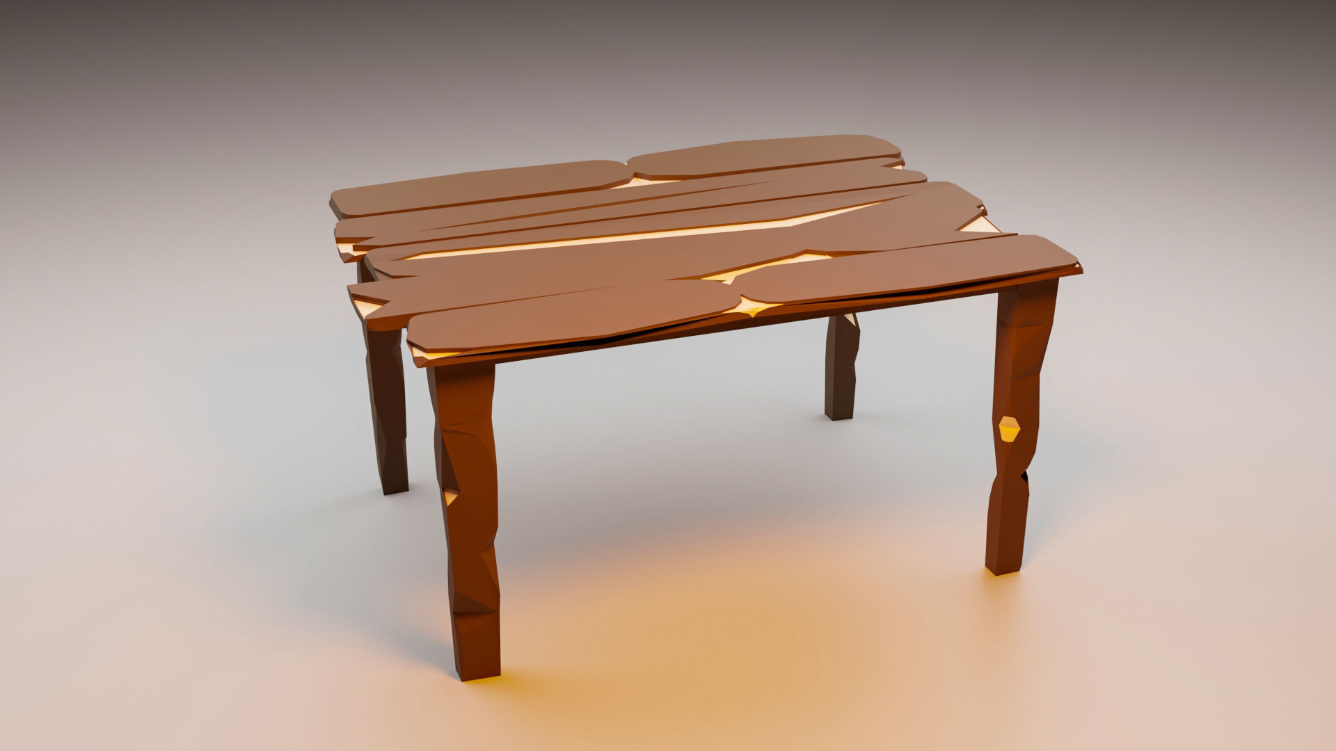 Vintage Table and chairs Low Poly Low-poly 3D model_10