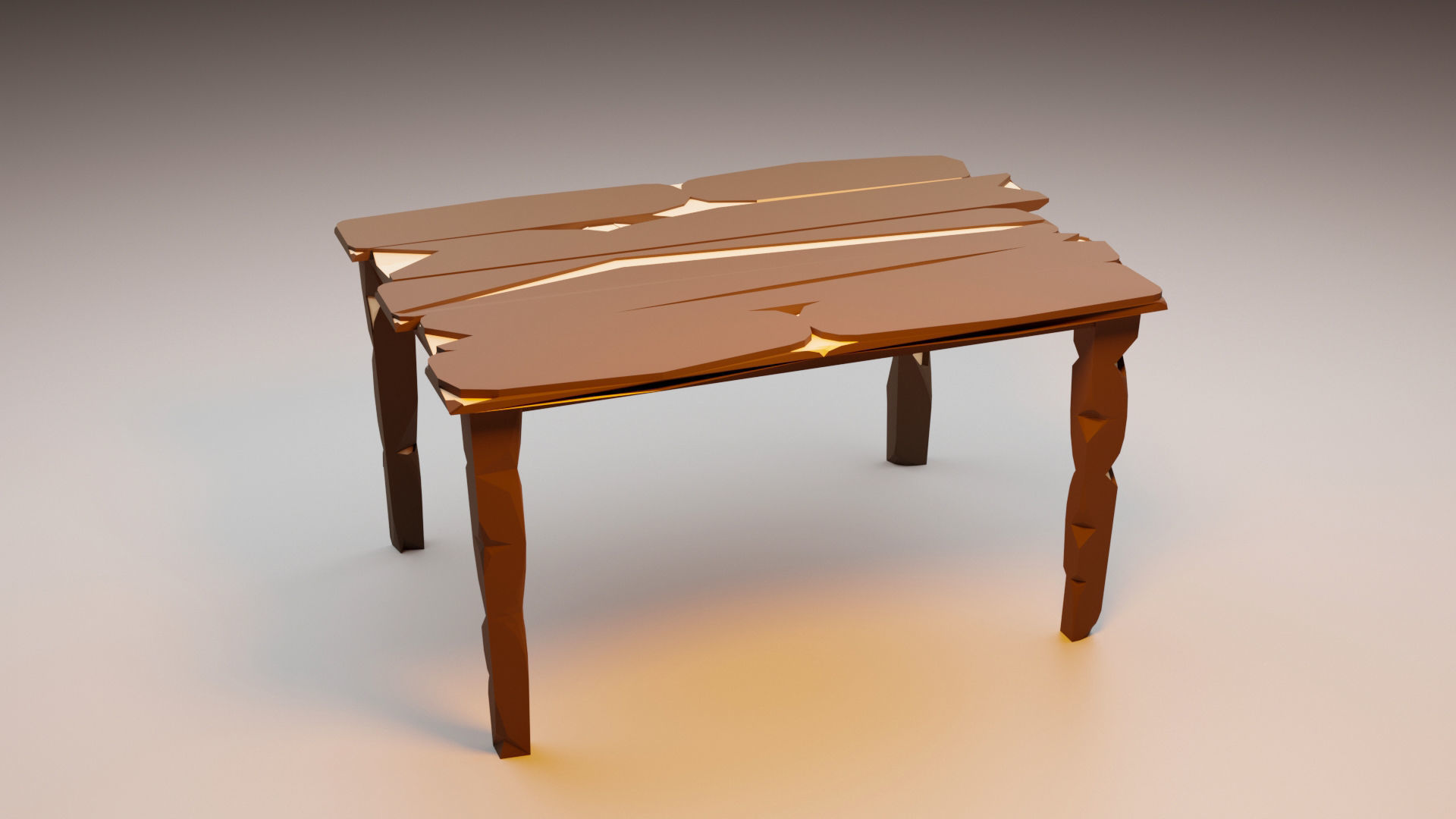 Vintage Table and chairs Low Poly Low-poly 3D model_8