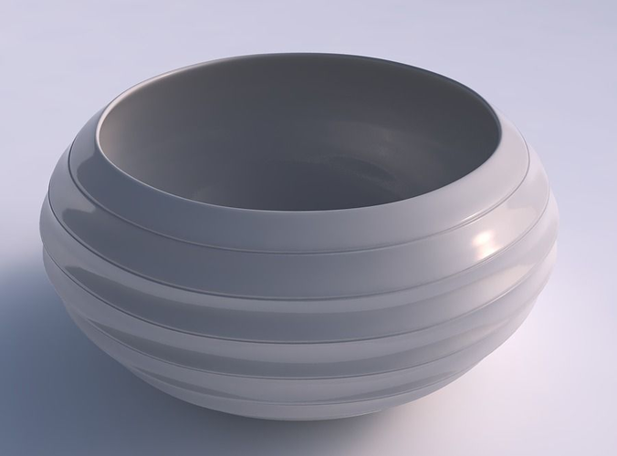 Bowl spheric squeezed wide with smooth horizontal dents 2