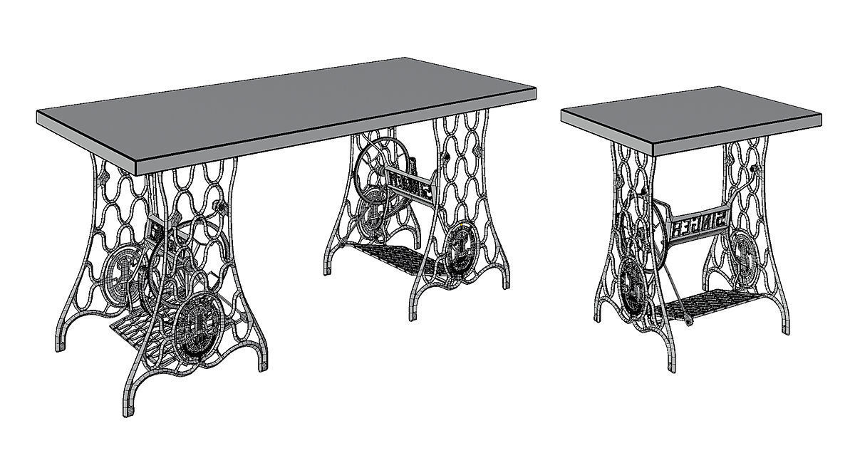 Singer Table BLENDER 3D Model Cycles 3D model_3