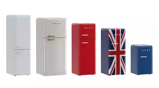 Smeg Fab Refrigerator BLENDER 3D Model Cycles
