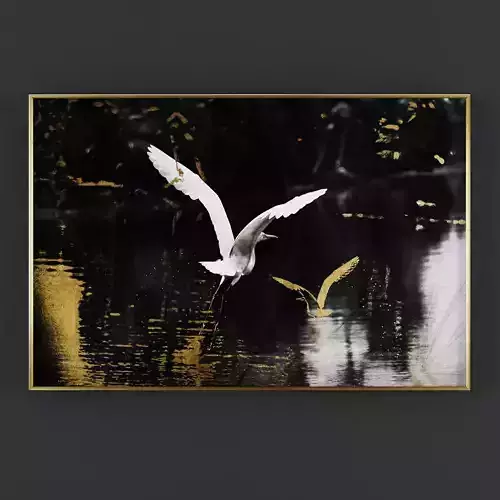 Pictures192 egret in flight Low-poly 3D model