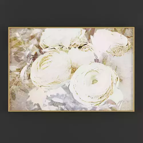 Pictures193 flowers in gold frame Low-poly 3D model