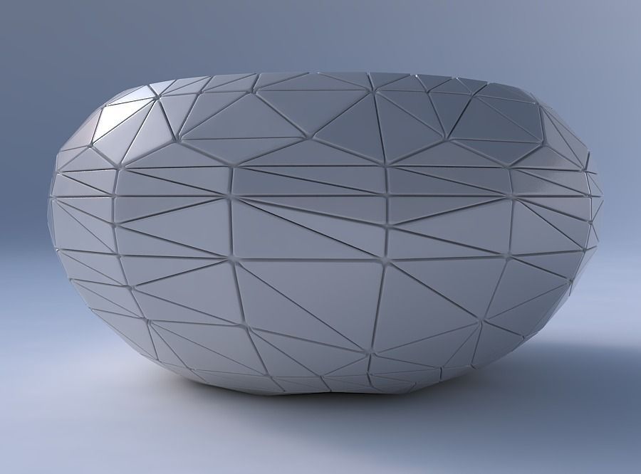 Bowl spheric squeezed wide with random triangle plates 3D print model_4