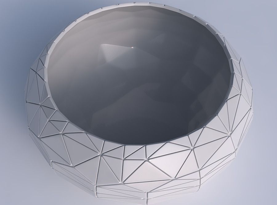 Bowl spheric squeezed wide with random triangle plates 3D print model_1