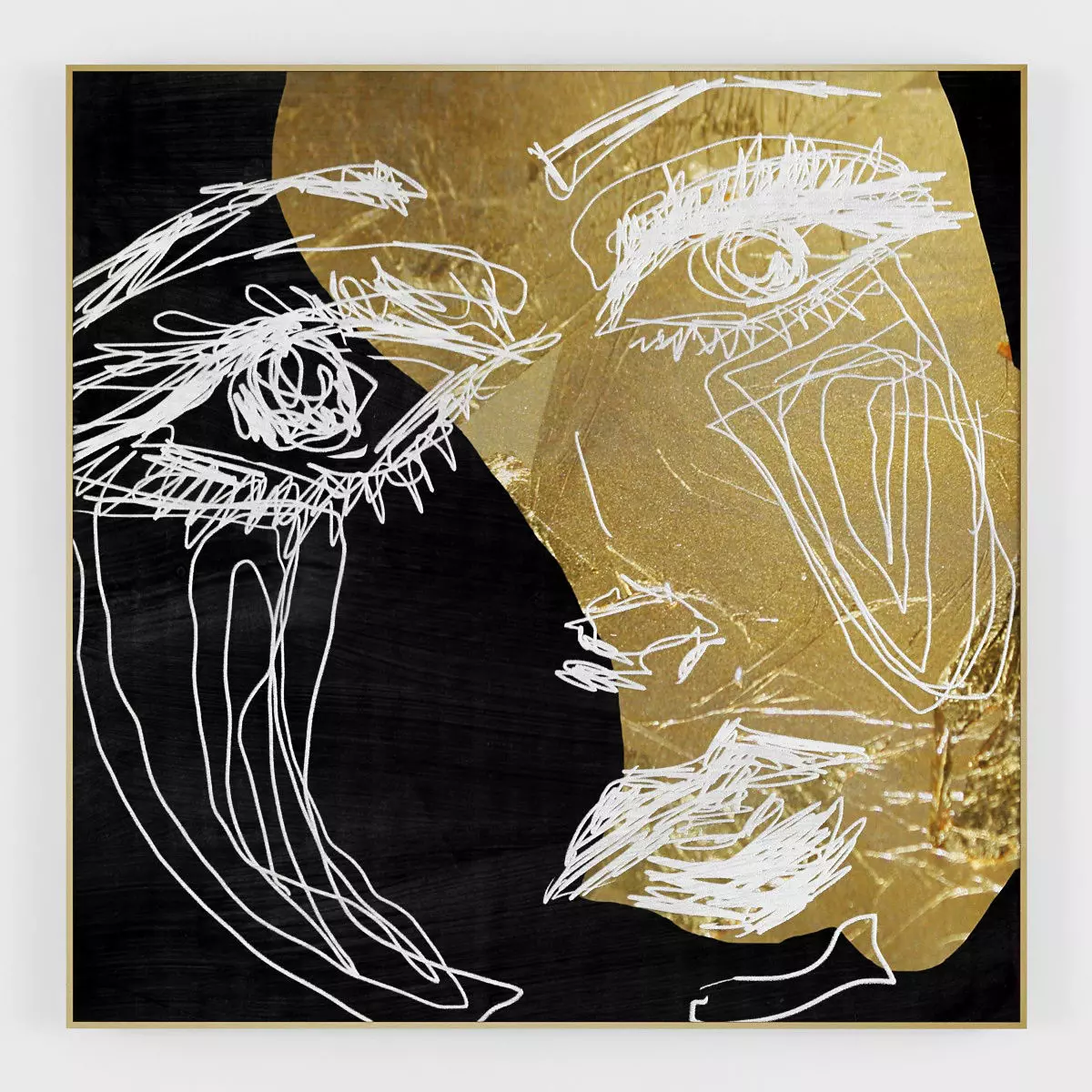 Pictures194 gold leaf wall art Low-poly 3D model_0