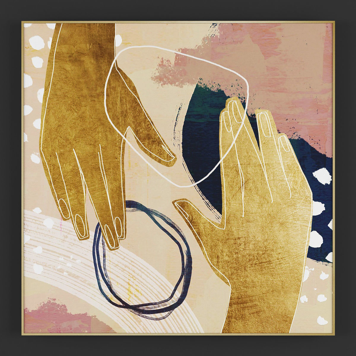 Pictures194 gold leaf wall art Low-poly 3D model_2