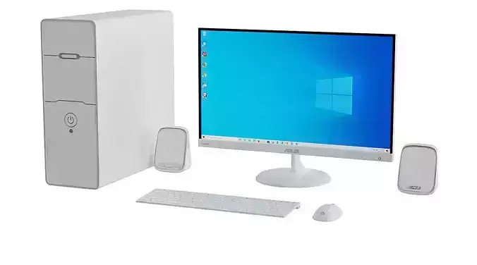 White Pc Asus BLENDER 3D Model Cycles