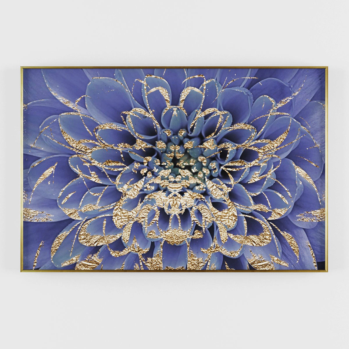 Pictures196 dahlia wall art - gold Low-poly 3D model_2