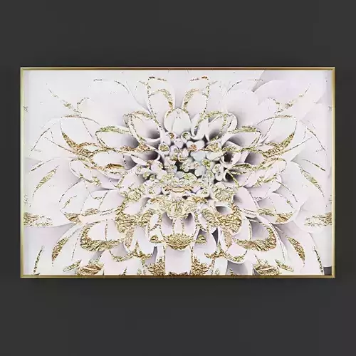 Pictures196 dahlia wall art - gold Low-poly 3D model