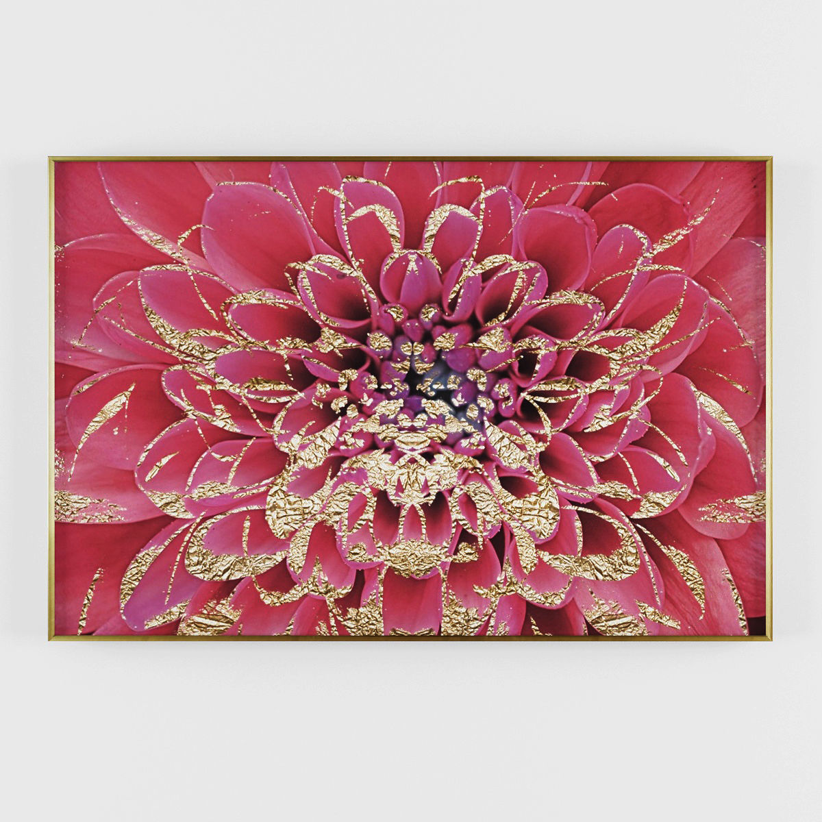 Pictures196 dahlia wall art - gold Low-poly 3D model_1