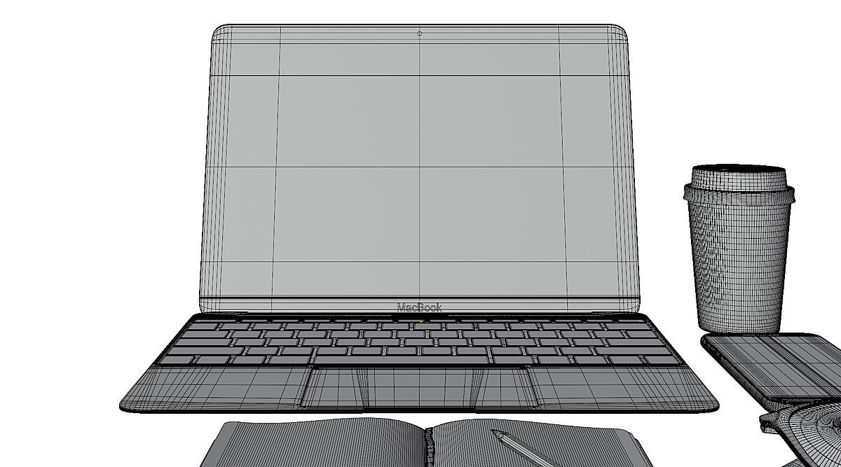 Workplace Macbook 12 BLENDER 3D Model Cycles 3D model_2