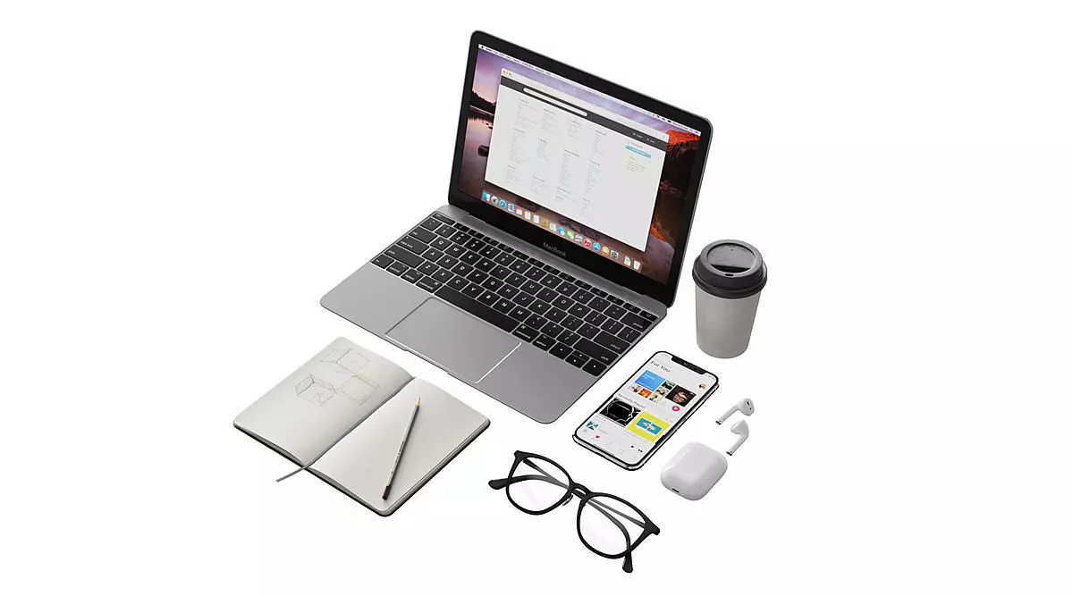 Workplace Macbook 12 BLENDER 3D Model Cycles 3D model_0