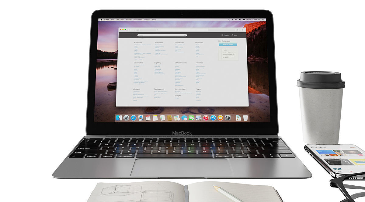 Workplace Macbook 12 BLENDER 3D Model Cycles 3D model_4