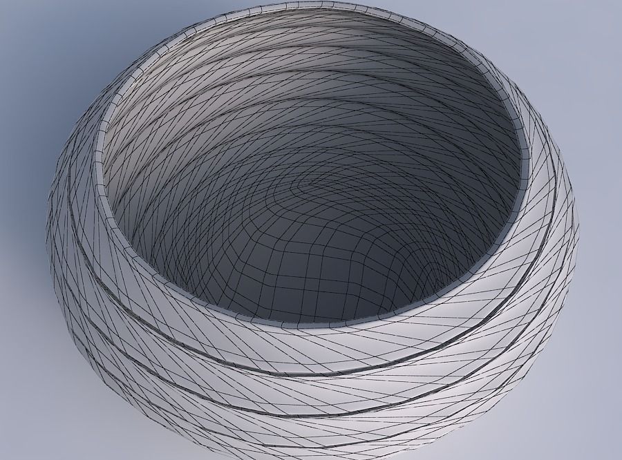 Bowl spheric squeezed wide with horizontal dents and twisted ... 3D print model_6