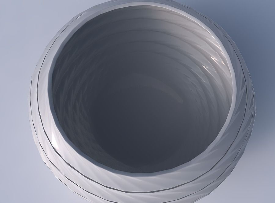 Bowl spheric squeezed wide with horizontal dents and twisted ... 3D print model_2