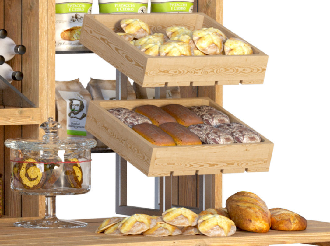 Rack with bread and dessert 3D model_4