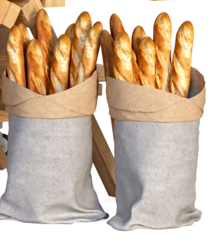 Rack with bread and dessert 3D model_2