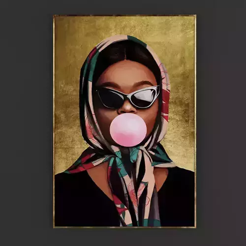 Pictures201 woman blowing bubble gum Low-poly 3D model