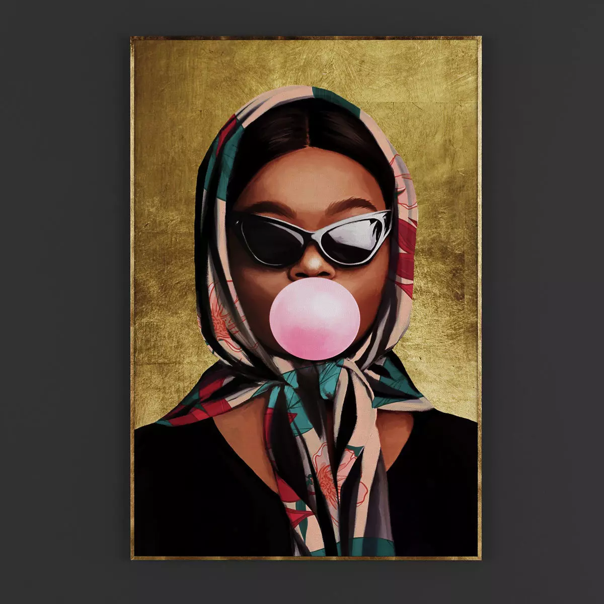 Pictures201 woman blowing bubble gum Low-poly 3D model_0