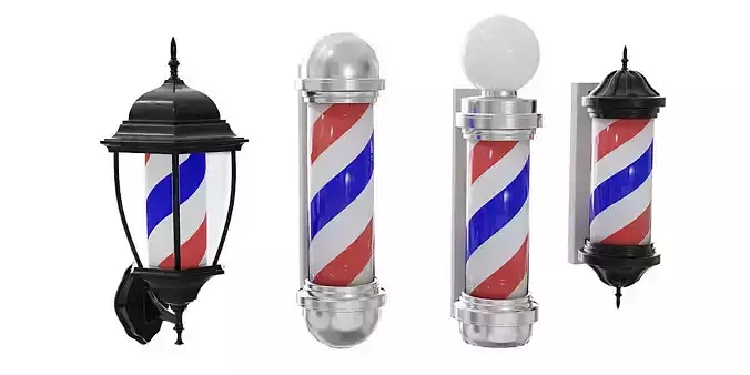Barbershop Lamps BLENDER 3D Model Cycles