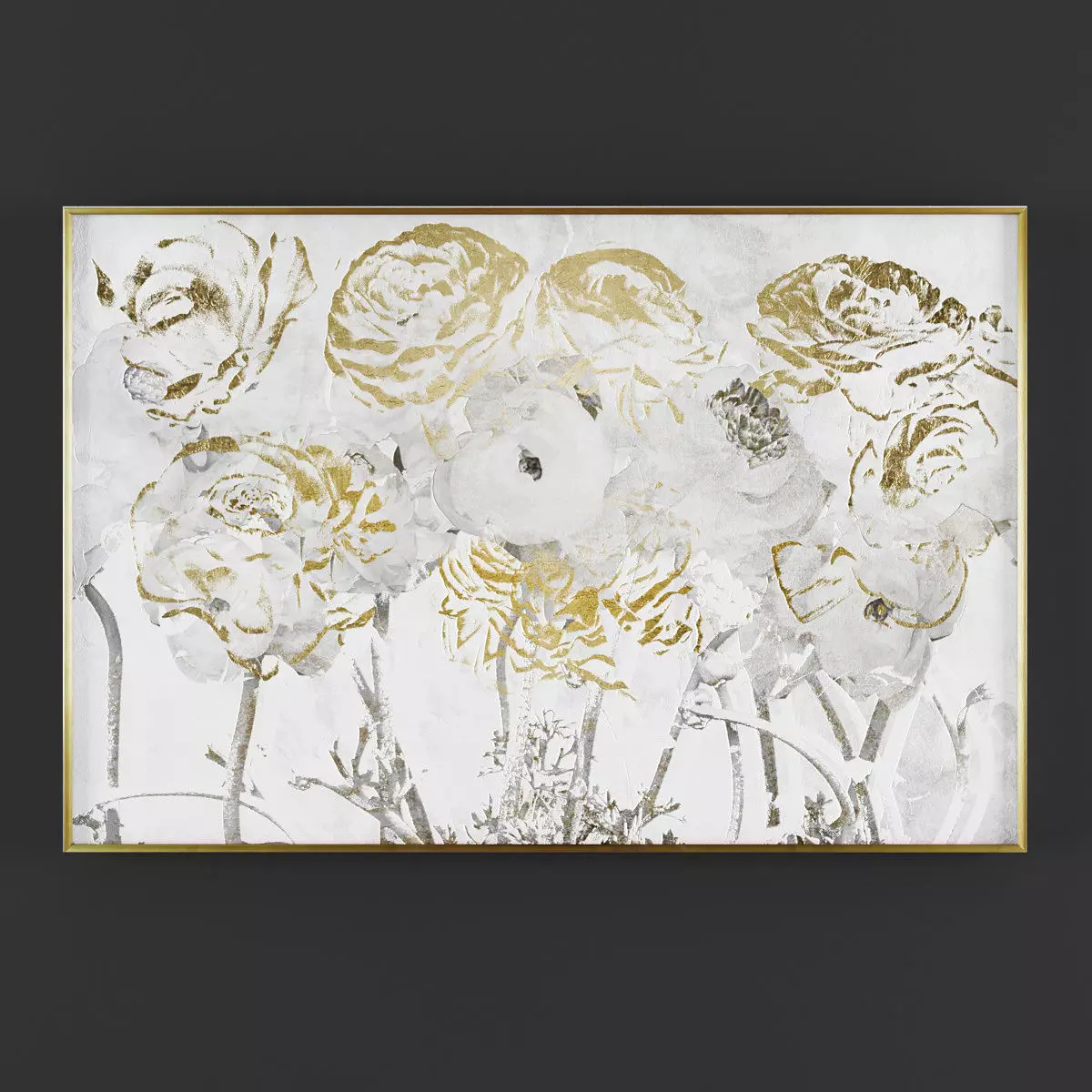 Pictures203 gold and flowers framed art Low-poly 3D model_0